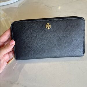 Tory Burch Black Zip-Around Wallet